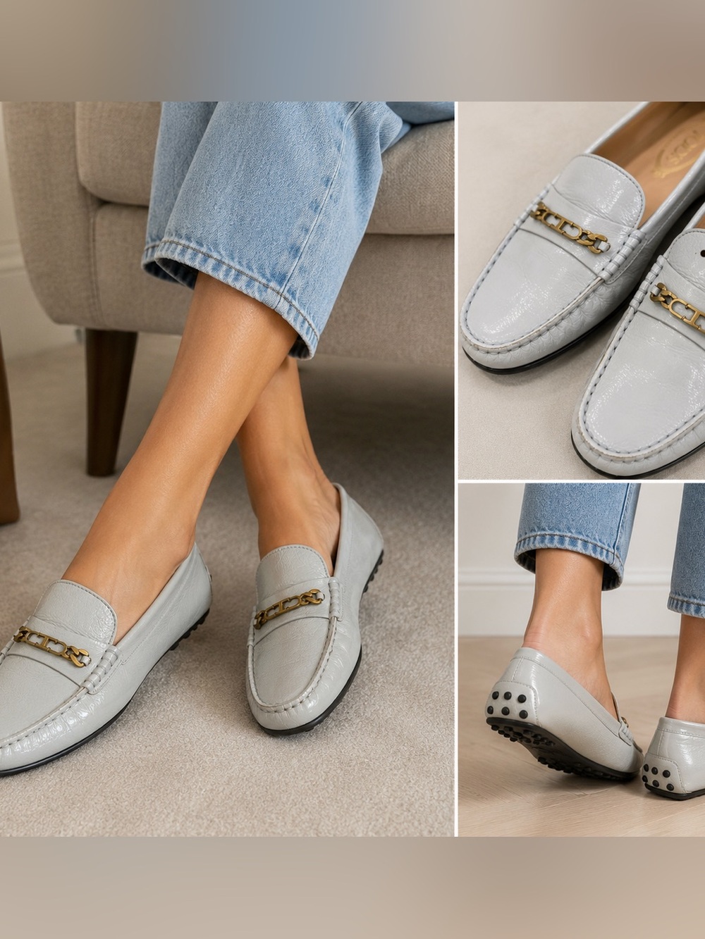 Tod's Chain-Detail Leather Loafers Women’s Size 41 Made in Italy